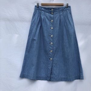 Madewell Chambray Patio Button-front Midi Skirt